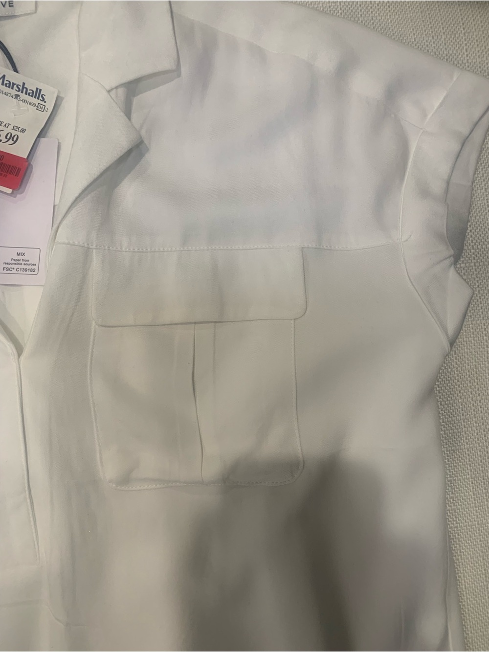 (NWT) Rose&Olive White Short-Sleeve Utility Blouse - Picture 3 of 7
